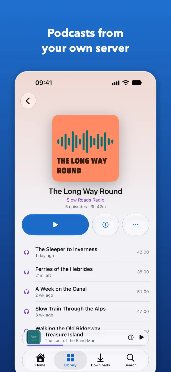 A podcast's episodes in QuietCast
